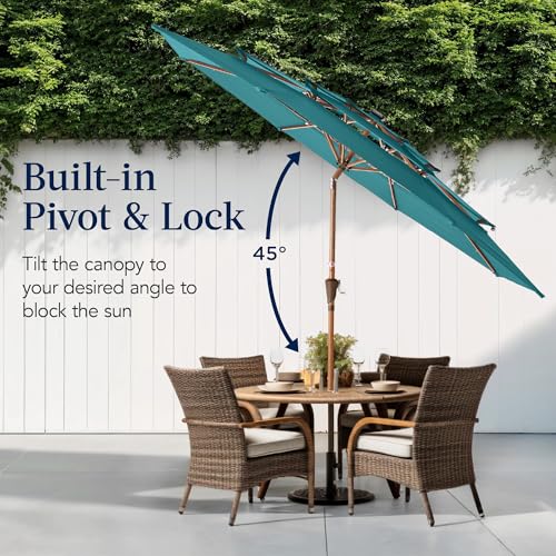 10ft 3 Tier Solar Patio Market Umbrella