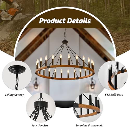 40 Inch Farmhouse Chandelier 24