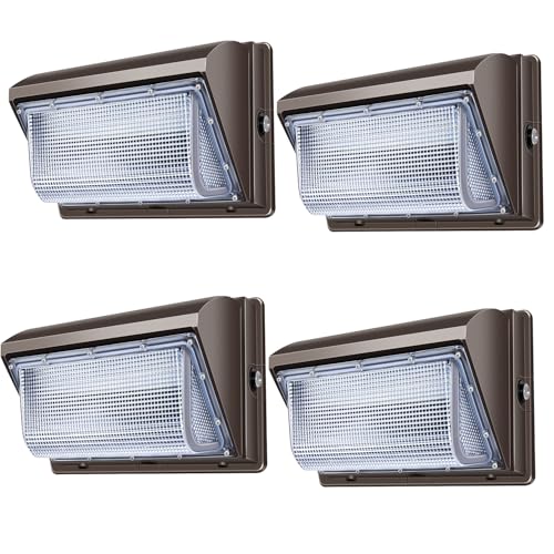 120W LED Wall Pack Light 4 Pack Dusk to Dawn with Photocell Outdoor Commercial Industrial Lights 840W HPS HID Equivalent 5000K Security Flood Lighting for Buildings (4 Count)