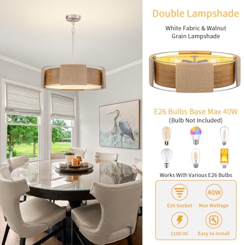 19.7'' Rustic Rattan Chandeliers