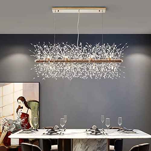 CM MZY 12-Light Crystal Firework Chandelier, Modern Dining Room Lighting Fixture, Gold Metal Finish