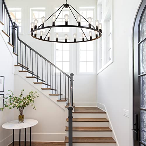 48” 20 Light Extra Large Wagon Wheel Chandelier