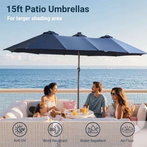 14.5 Ft x 8.5 Ft Rectangular Market Umbrella with Color