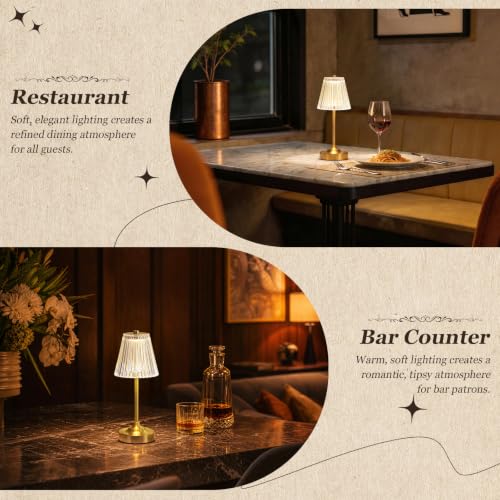 Gold Cordless Rechargeable Table Lamp (2 Count)