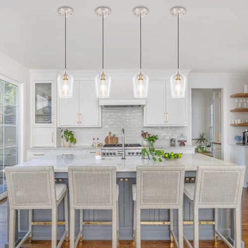 3 Pack Brushed Nickel Pendant Lights Fixtures Kitchen Lighting Over Island (3 Count)