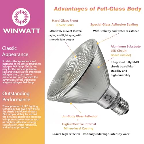 LED Light Bulbs PAR38 Full Glass (4 Count)