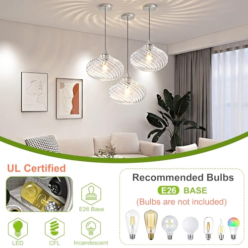 11in Nickel Pendant Lights Kitchen Island with Clear Glass Shade 1Pack