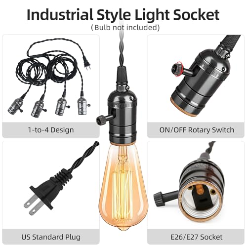Vintage Plug in Pendant Light Kit with 1