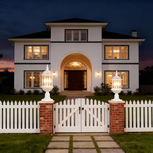 3 Light Outdoor Post Lights White Lamp Post Light Fixture