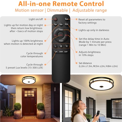 2 Pack 16IN LED Motion Sensor Outdoor Ceiling Light with Remote (2 Count)
