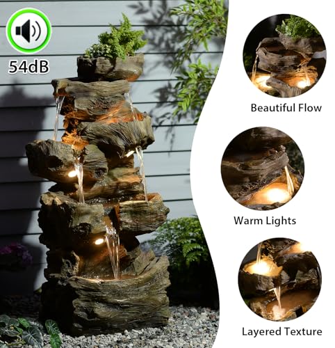 40.6" H Wood Like Water Fountain Indoor & Outdoor 5