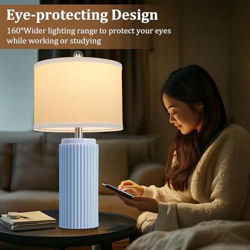 23.5’’ Sky Blue Farmhouse Table Lamps for Living Room Set of 2 (2 Count)