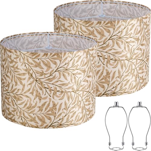 Yellow Leaf 13" Lamp Shades Set of 2 with Harps (2 Count)