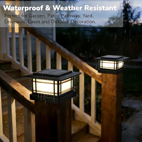 4x4 Solar Post Cap Lights Outdoor with 2 Color Modes (2 Count)