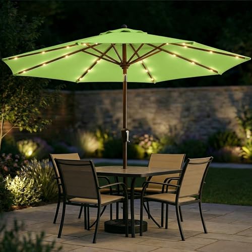 10FT Solar Patio Umbrella with Lights