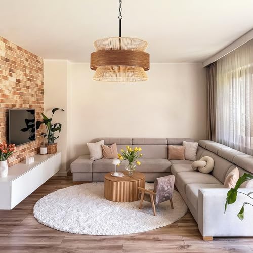 5 Lights Boho Rattan Chandelier