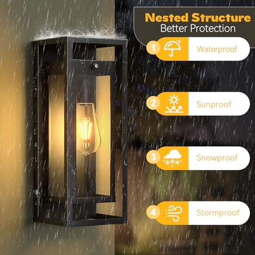 Dusk to Dawn Outdoor Wall Light 15in Waterproof Large Porch Sconce (2 Count)