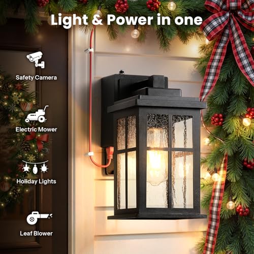 Outdoor Porch Light with Outlet GFCI