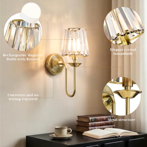 Brass Battery Operated Wall Sconces Set of Two