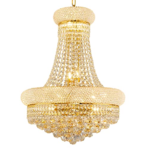 12 Lights Gold Finish Empire Crystal Chandelier Lighting for Dining Room Living Room Foyer Hallway Bedroom Entryway