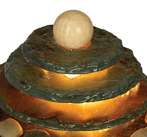 Pyramid 10" High Feng Shui Ball Lighted Table Indoor Small Fountain