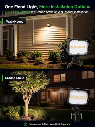 12V Landscape Flood Light (12W Warm White (3000K) / 4 Pack(Wiring Required))