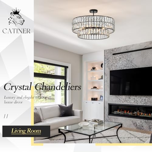 Black Crystal Chandelier 24" 8