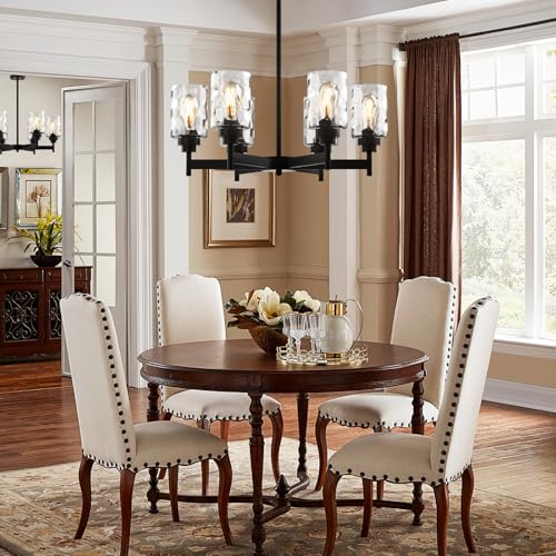 6 Light Black Chandelier 24.6" Farmhouse Chandeliers