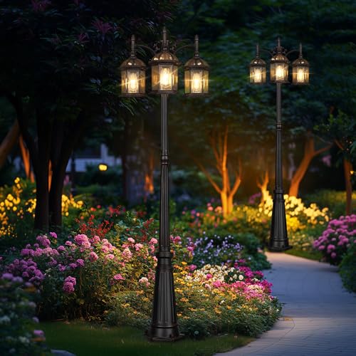 Dusk to Dawn Outdoor Lamp Post Light with 3 LED Bulbs