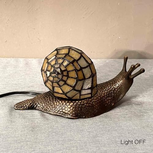 L10943 Yellow Land Snail Tiffany Style Stained Glass Accent Lamp