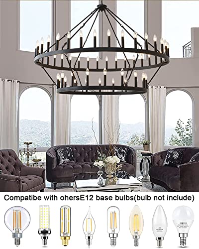 60 Inch Large Black Wagon Wheel Chandelier