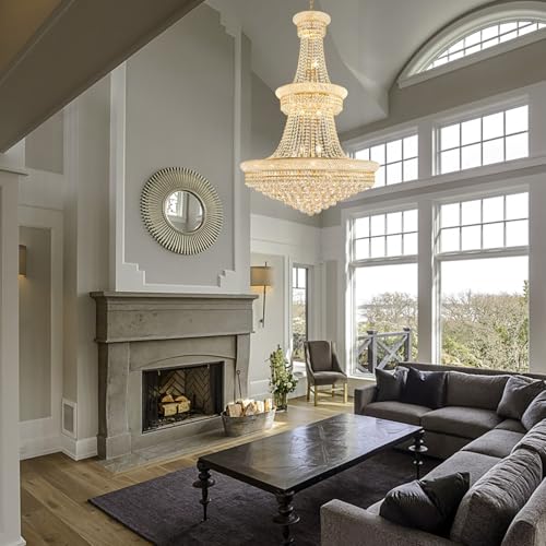 19 Lights Gold Large Crystal Chandelier Light Fixture