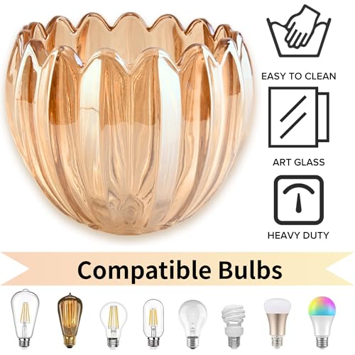 Amber Tulip Glass Lamp Shades Set of 2 (2 Count)