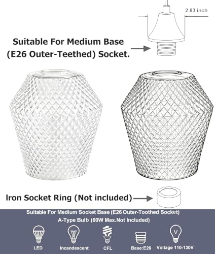 2Pcs Small Glass Lamp Shades (2 Count)