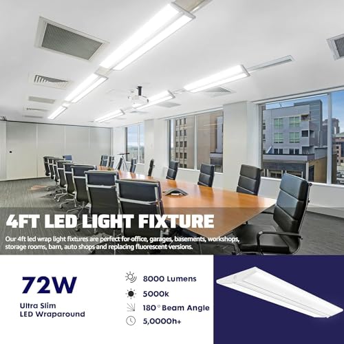 72W 4FT LED Wraparound Office Light (4 Count)