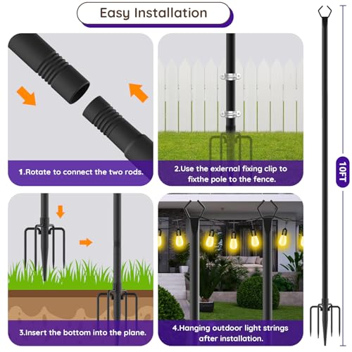 zoegi 4 Pack 10Ft String Light Poles