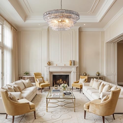 Clear Glass 36 inch Round Chandelier for Dining Room