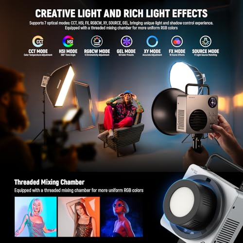 80W RGBWW LED Video Light with 72Wh Battery
