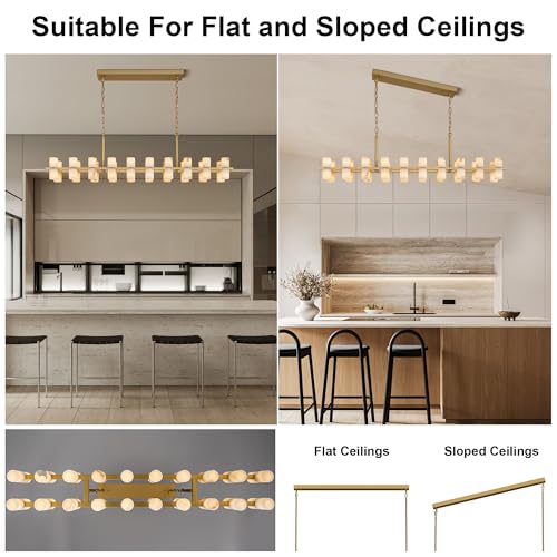 Alabaster Rectangular Chandelier for Dining Room