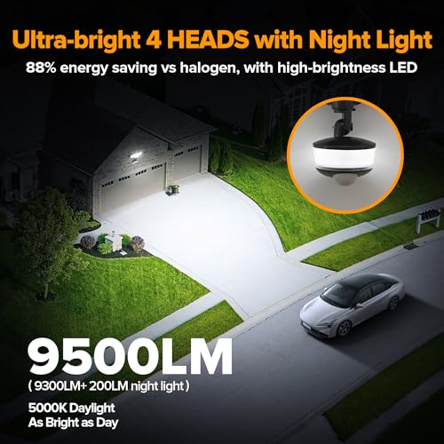 84W 9500LM LED Flood Lights Hardwire Motion Sensor Outdoor Lights (4 Count)