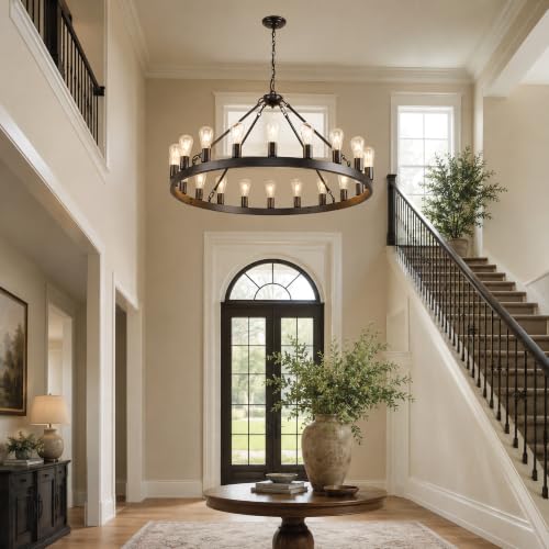 Black Wagon Wheel Chandelier