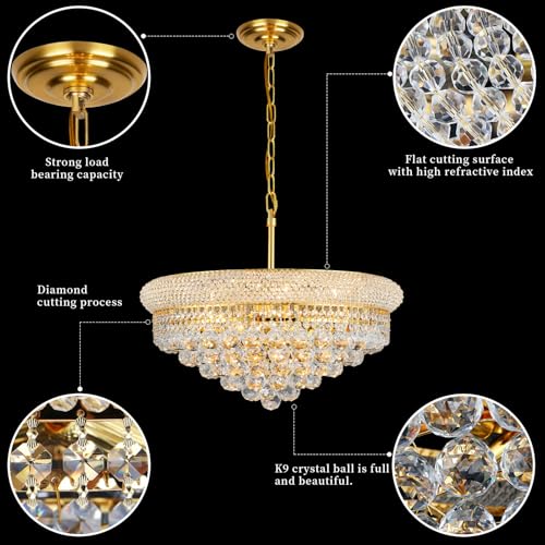 Gold Crystal Chandeliers for Dining Room