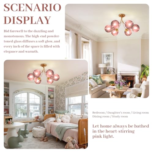 6 Light Pink Chandelier