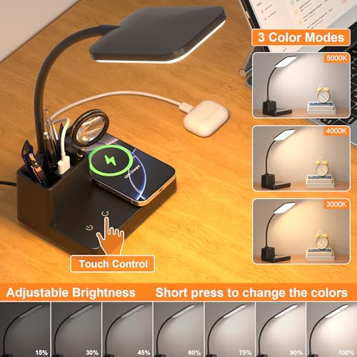 Wireless Charging Desk Lamp USB Charging & Pen Holder
