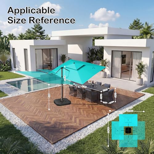 9x12 FT Patio Cantilever Outdoor Umbrella with Base and LED Lights