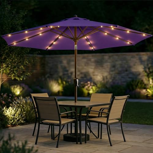 10FT Solar Patio Umbrella with Lights
