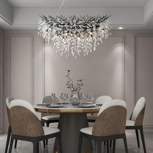 47" Black Crystal Chandelier