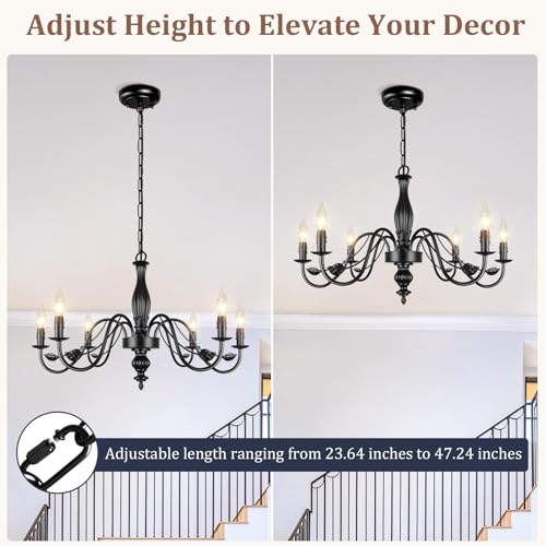 29" Black Farmhouse Chandelier