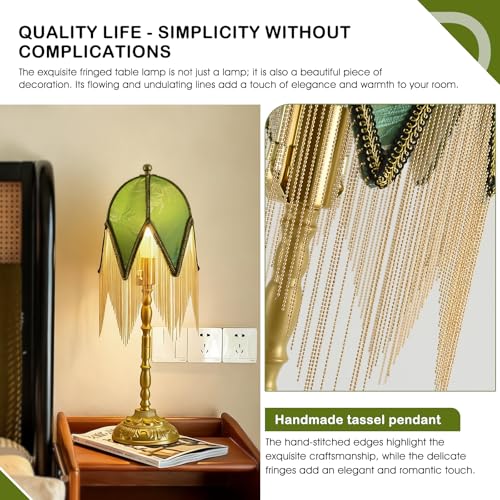 Vintage Table Lamp with Beaded Tassels