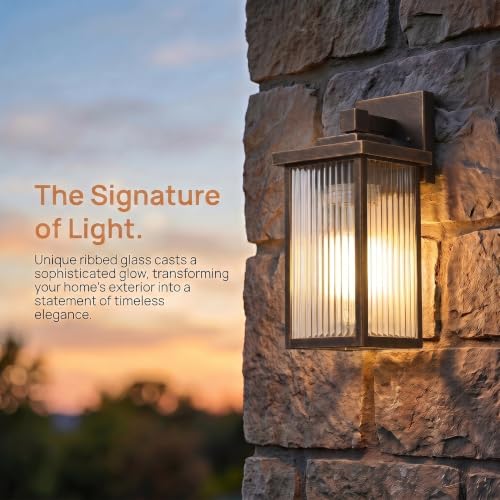 2 Pack 13" Black Brush Gold Outdoor Wall Light